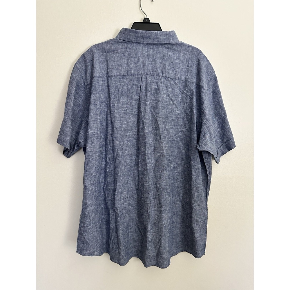 Banana Republic Mens XXL Linen Blend Chambray Short Sleeve Button Shirt Blue NWT - Picture 2 of 5